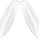 GORGECRAFT 2Pcs Removable Tulle Puff Sleeves White Polyester Wedding Detachable Long Bridal Sleeve Lace Appliques Costume Accessory for Wedding Dress Prom Evening Party 23.4 x 8.3 Inch