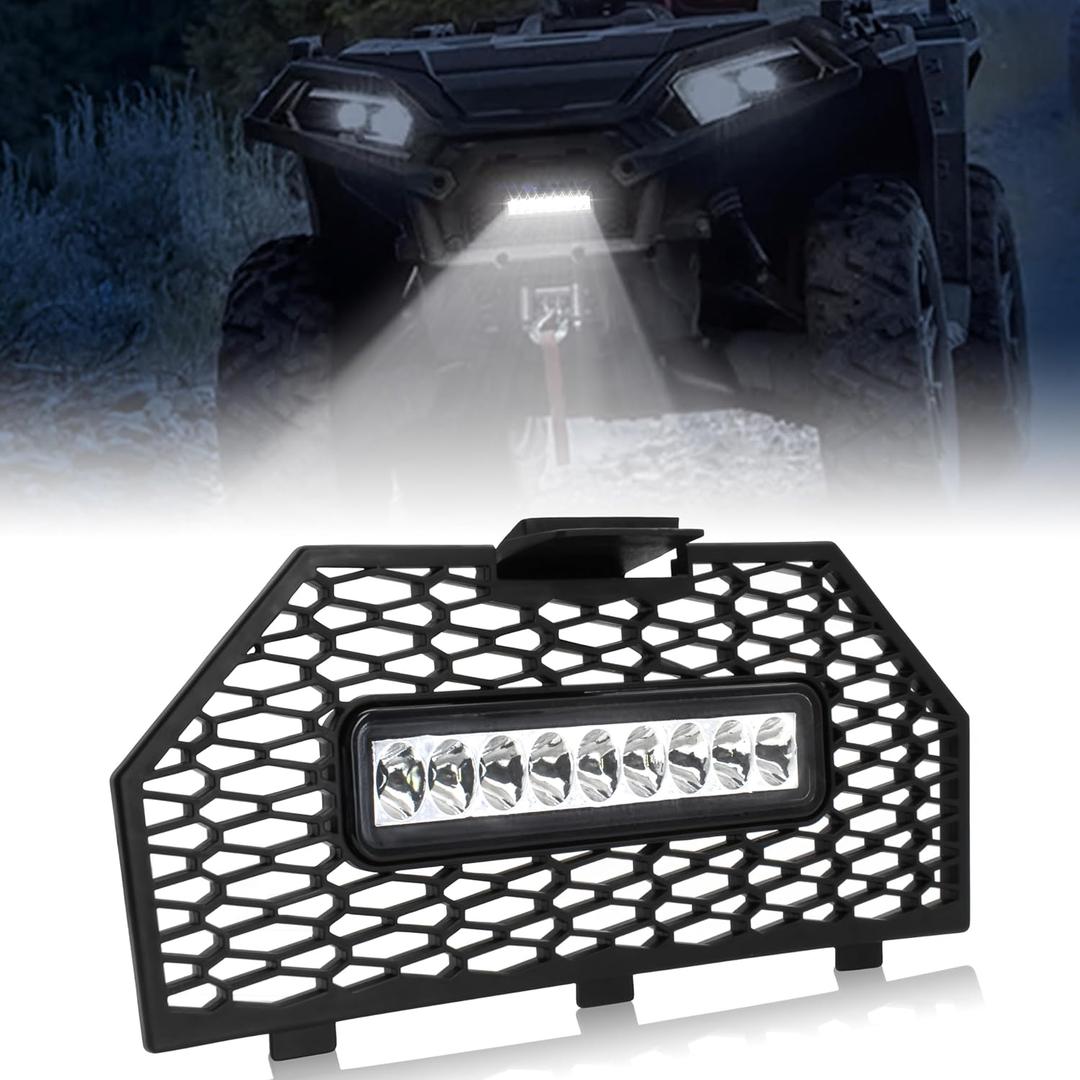 Front Grille with LED Light Bar for Polaris Sportsman XP 1000 850 17-25, Front Fascia Mesh Grille with LED Light Bar for Polaris Sportsman XP 1000 850 SP 850 ACE 900 2017-2025 Accessories