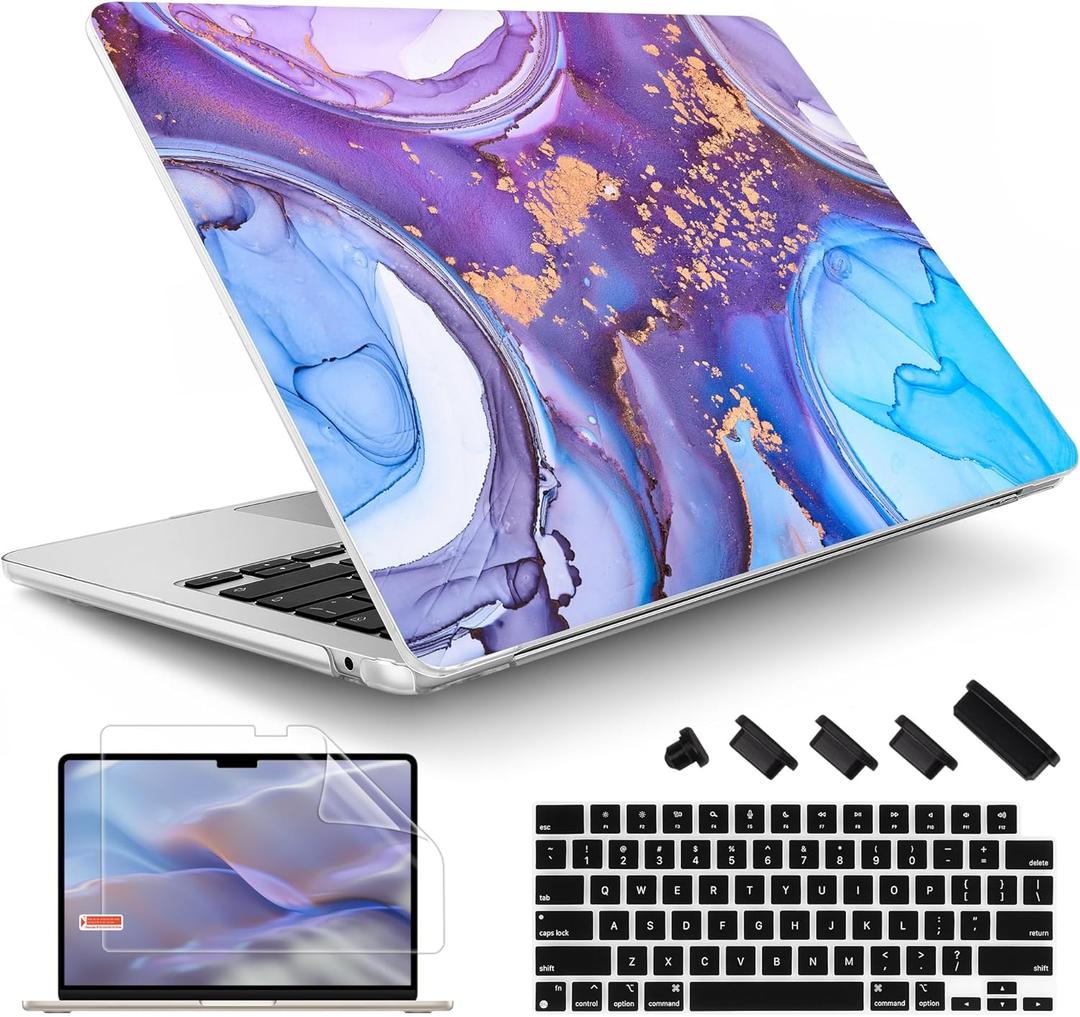 May Chen for MacBook Air 13.6 inch Case A3240 A3113 A2681 M4 M3 M2 Chip, 2025 2024 2023 2022 Release, Ultra-Thin Plastic Hard Shell Case for MacBook Air 13.6" with Retina Display, Abstract Fluid Art