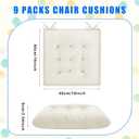 Roowest 9 Pack Seat Cushion Chair Cushions Pads with Ties Non Slip Chair Mat for Kitchen Office Dining Chairs Sofa Patio Furniture Indoor Outdoor Use, 16 x 16 Inch (Beige)