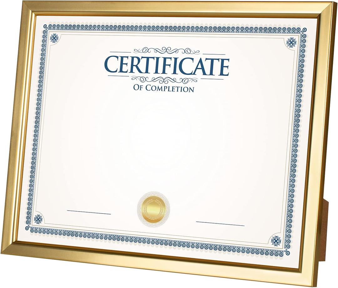 Giverny 8.5x11 Picture Frames, Gold Photo Frames for Wall or Tabletop Display, Simple Design Glossy Finish Frame Perfect for Home Decoration, Office, Certificate Frame, Degree Frame