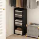 Furinno Reed Closet Organizers and Storage, 3-Tier Closet Organizer, Open Shelf Closet Storage, for Wardrobe, Bedroom, Living Room, Blackwood