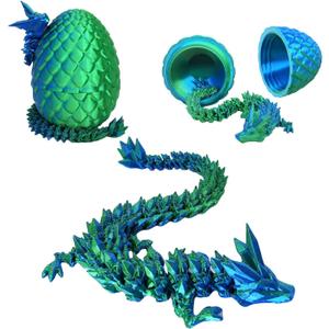 Dragon Egg ,Dragon Egg Fidget Surprise Toy with 3D Printed Dragon, Dragon Eggs with Dragon Inside Fidget Toy, 12" Dragon and Dragon Egg Toy Gifts for Autism and ADHD. (Laser Green) (Medium)