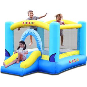 Causeair Inflatable Bounce House for Kids Jumping Outdoor&Indoor,Bouncy Castle with Durable Double Sewn,Basketball Hoop,Shark Theme
