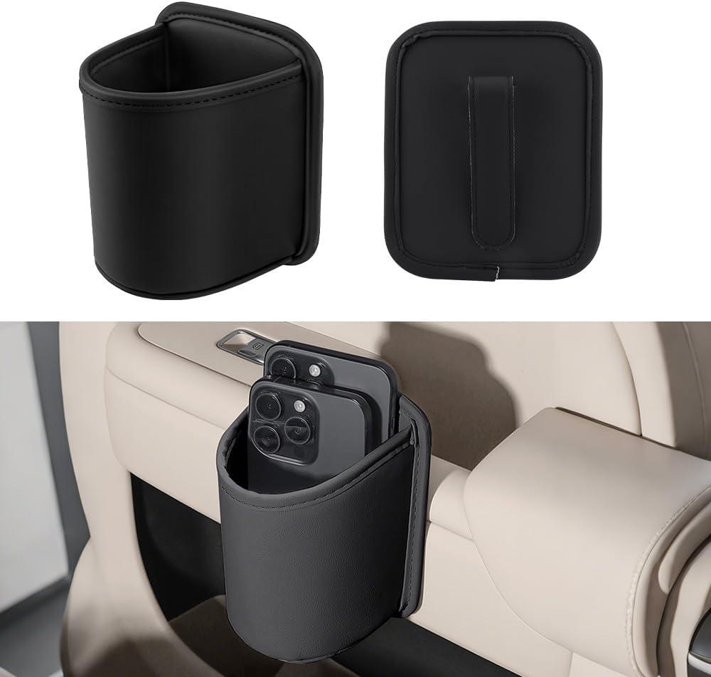 LECART 2 PCS Large Cup Holder for Car Door, Clip On Bottle Holder with Scratch Resistant Leather, Universal Fit Storage Organizer Accessories for Back Seat, Water Cup, Big Drinks, Beverages, Black