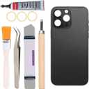 Back Covers Glass Replacement Compatible with iPhone 14 Pro Max 6.7 inches All Carriers with Professional Tool Set (Black)