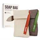 ZOMCHI Bar Soap Saver Bags, 2 Pieces Exfoliating Soap Bag with Different Roughness, Soap Bar Loofah for Men and Women, Body Scrubber Exfoliator for Smooth Clean Skin (Brown)