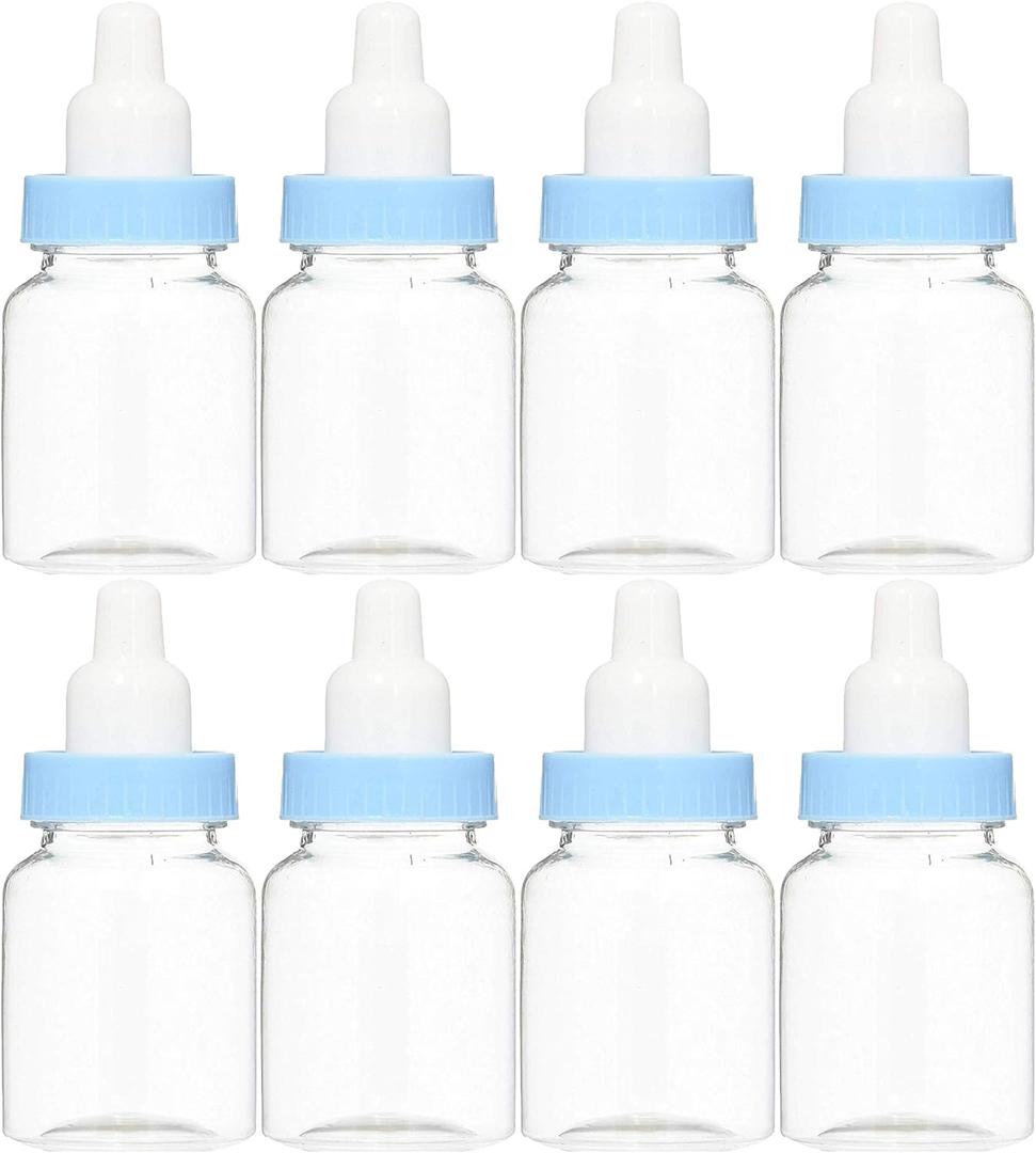 Baby Shower Favor - 36 Pack Mini Milk Bottle Party Favor Gift Bag Boxes 1.5" x 3.5" - Baby Shower Candy Jar (Blue)