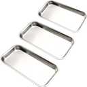 3PCS Stainless Steel Trays 8.6 Inch Silver Lab Instrument Tool Pallet Instrument Panels for Dining Table Bathroom Vanities Countertops