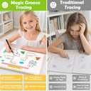 Magic Grooved Writing Practice for Kids Age 3-5, Reusable Grooved Handwriting Practice Kindergarten Workbooks for Kids Ages 3-8, Preschool Learning Activities, Tracing Books Gifts for Boys Girls