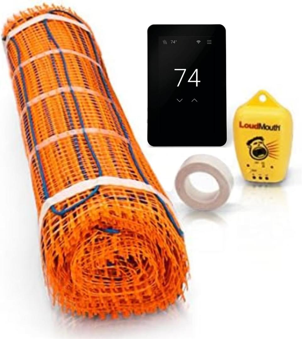 SunTouch TapeMat Electric Under Floor Heating Kit with Command Touch Programmable Thermostat 120V, 2.0' x 10.0' (20 Sq. Ft.), Orange