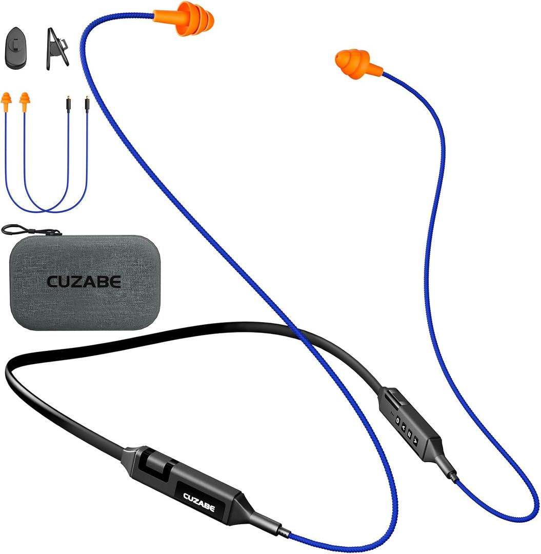 Bluetooth Earplug Headphones for Work, Neckband Wireless Ear Plugs Earbuds, 29 dB Noise Reduction Ear Protection with Replacement Ear Tips, 30 Hour Battery, OSHA Compliant for Industrial Safety