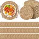 Kochorie Set of 120 Round Woven Placemats 12 Inches Bulrush Placemats Natural Hand-Woven Boho Rattan Placemat Wicker Table Mats Farmhouse Weave Place Mats for Home Dining