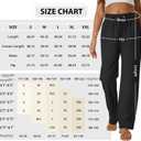 SEMARO Womens Casual High Waisted Linen Pants Wide Leg Lounge Palazzo Trousers Beach Outfits with Pockets (Black, L)