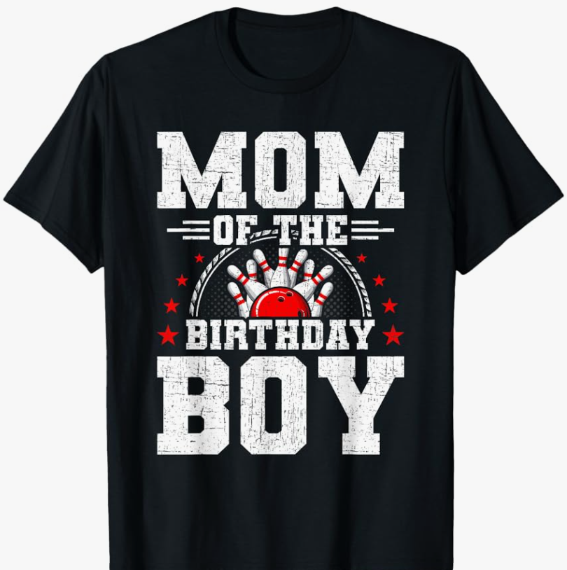 Mom of the Birthday Boy Bowling Bowler T-Shirt Large