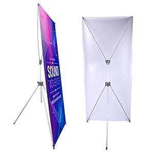 SUERUI Adjustable X Banner Stand Fits Any Banner Size Width 23" to 32" and Height 63" to 78",Portable Retractable Banner Holder with Carrying Bag - Customize Banner for Trade Show, Exhibition, 2 Pack