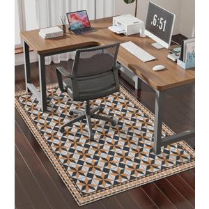chakme Office Chair Mat for Hardwood Floor, 48"x36" Easy Glide Computer Desk Mat Protector for Rolling Chair Under Desk Rug Nonslip Backing, Machine Wash, (Plaid) (Brown Gray Plaid)