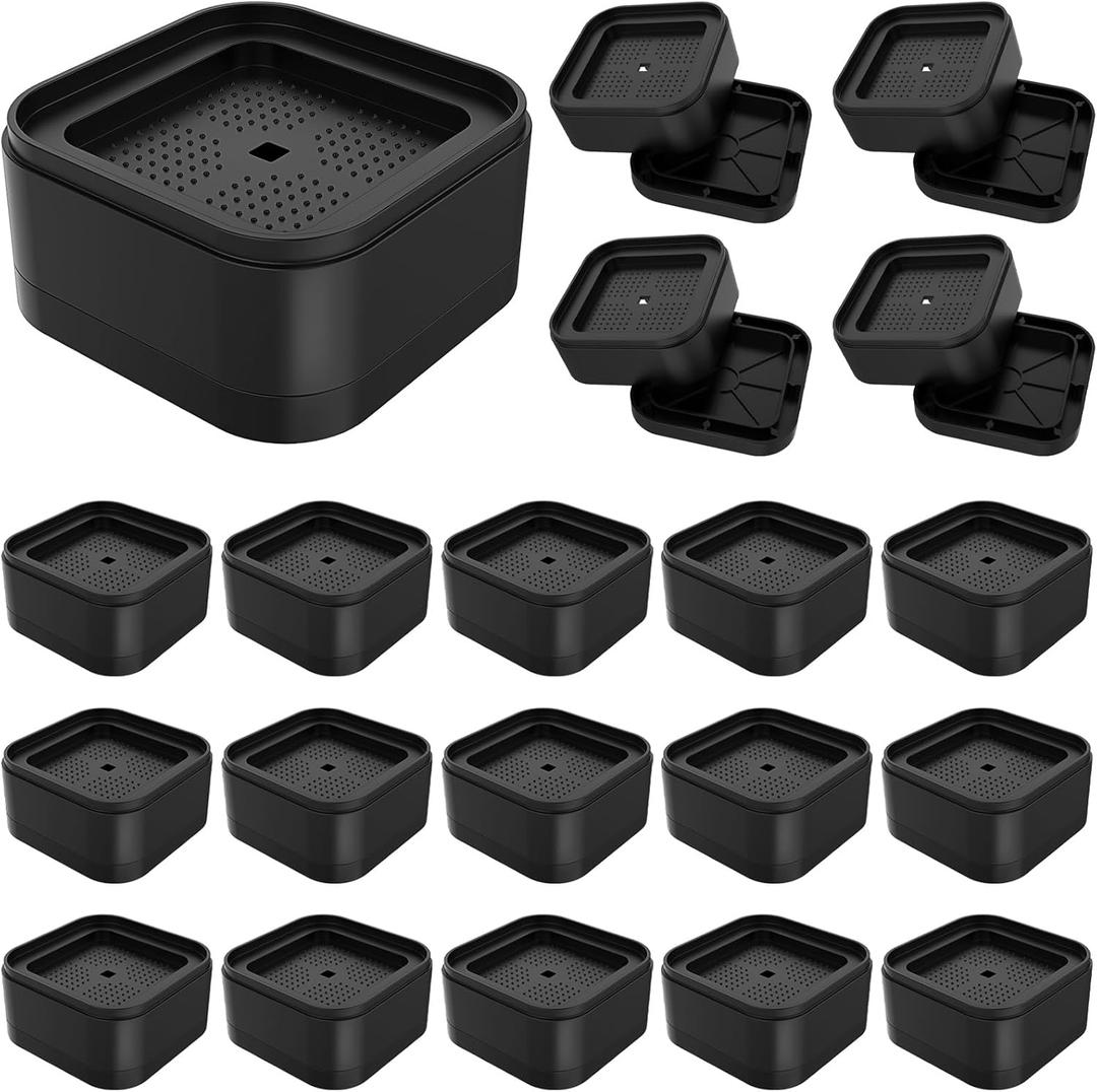 20 Pack Stackable Furniture Risers, 1.38" Bed Risers Desk Leg Risers, Black Stackable Square Bed Lifts Risers, Heavy Duty Square Furniture Raising Blocks for Couch/Table/Desk/Chair/Sofa/Cabinet