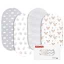 Gllquen Baby Bassinet Sheets 4 Pack, Breathable Cozy Fitted Mattress Sheet, Elastic Travel Crib Fashionable Pattern, Standard Cradle Safe Sheets for Baby Boys Girls 32"x16"(Rainbow)