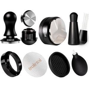 Troletoi 7 PCS 58mm Espresso Accessories Kit: Espresso Tamper, Coffee Distributor, Puck Screen, Dosing Funnel and WDT Tool Espresso Machine Accessories, Professional Espresso Tools