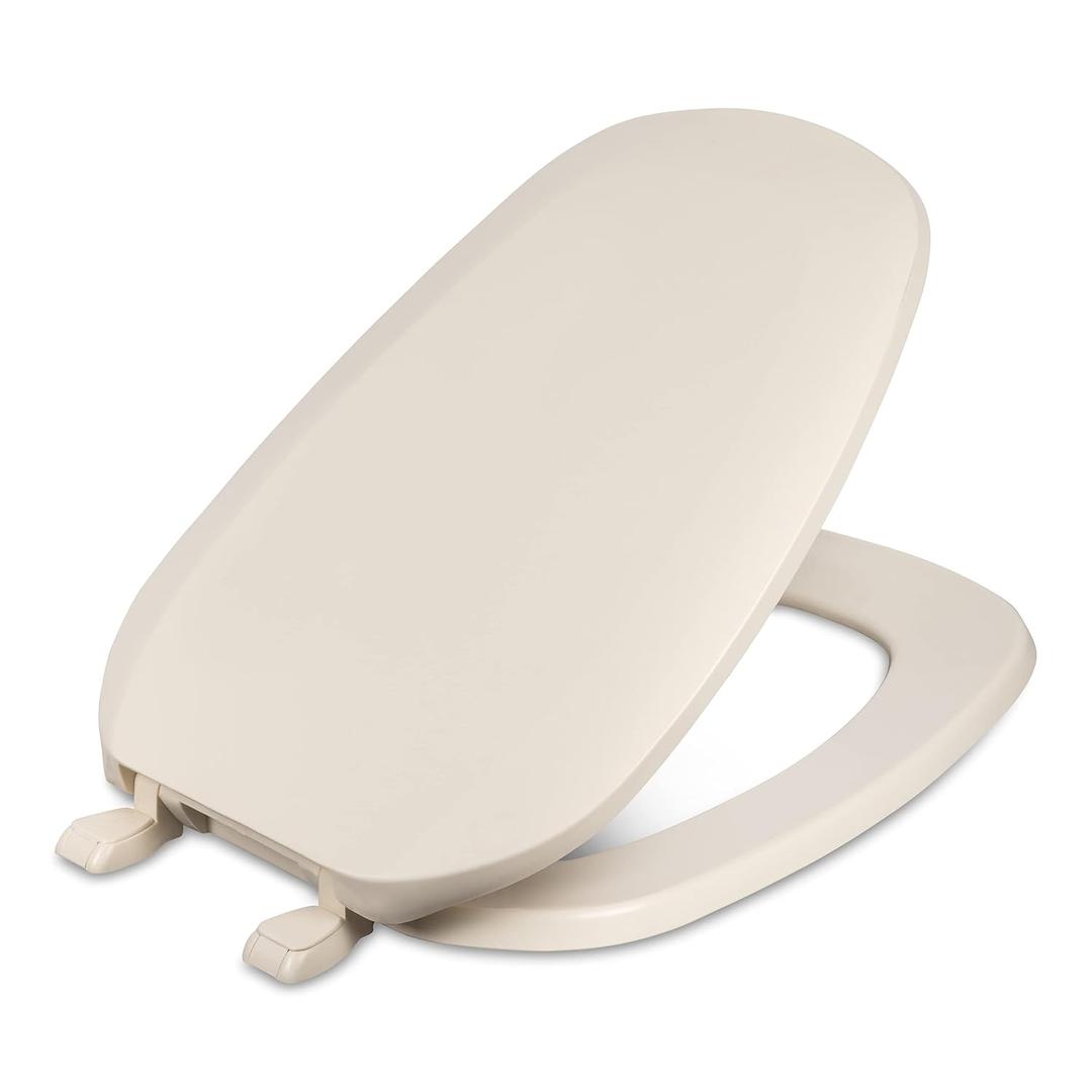 Centoco Eljer Emblem Elongated Toilet Seat with Square Front, Closed Front with Cover, Residential, Plastic, Made in the USA, EMB601-306, Natural