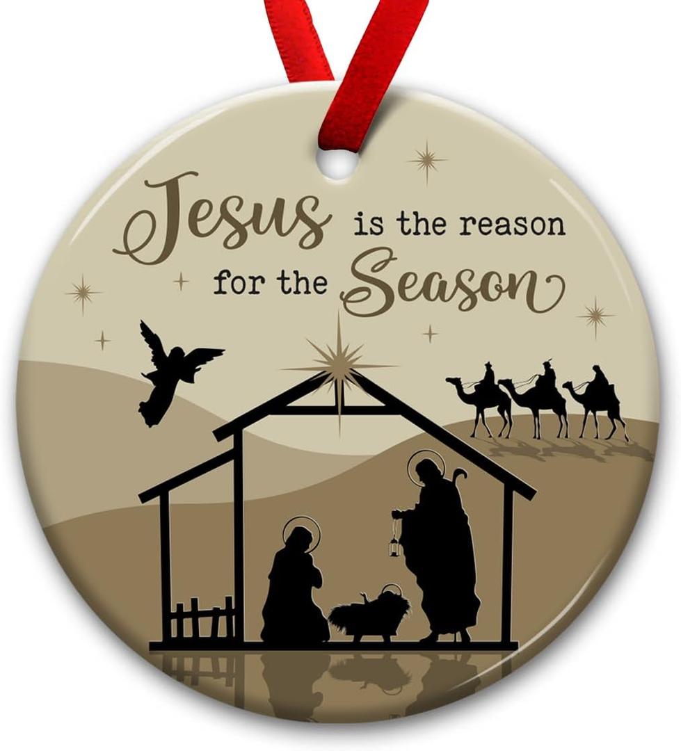 Nativity Scene Christmas Ceramic Ornaments, Jesus Ornament for Christianity Gift, Birth of Christ, Decoration for Christmas