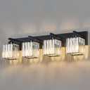 Modern Bathroom Vanity Light 4-Lights Plating Black Crystal Bathroom Wall Light Vanity Light Fixtures