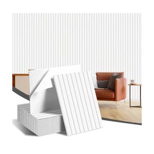 Art3d 6-Pack Self-Adhesive Acoustic Wall Panels for Home Décor, 24 x 24 Inch Soundproofing Panels for Office Studio Bedroom - High Noise Absorption Polyester Fiber, White