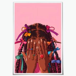 Mpgloquial African Black Woman Wall Art Pink Beauty Cover Her Face with Hands Canvas Posters Trendy Black Girl Poster Inspired Wall Decor Aesthetics for Girls Room 8x12inch Unframed (style-7 Unframed)