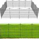 15 Panels No Dig Dog Fence Outdoor for Yard, 32 in(H) X 35.4 ft(L) Decorative Tall Garden Fence Animal Barrier, Rustproof Metal Wire Garden Edging and Borders, Temporary Fencing Stakes