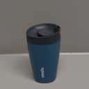 Owala SmoothSip Slider Insulated Stainless Steel Coffee Tumbler, Reusable Iced Coffee Cup, Hot Coffee Travel Mug, BPA Free 12 oz, Grey/Blue (High Dive)