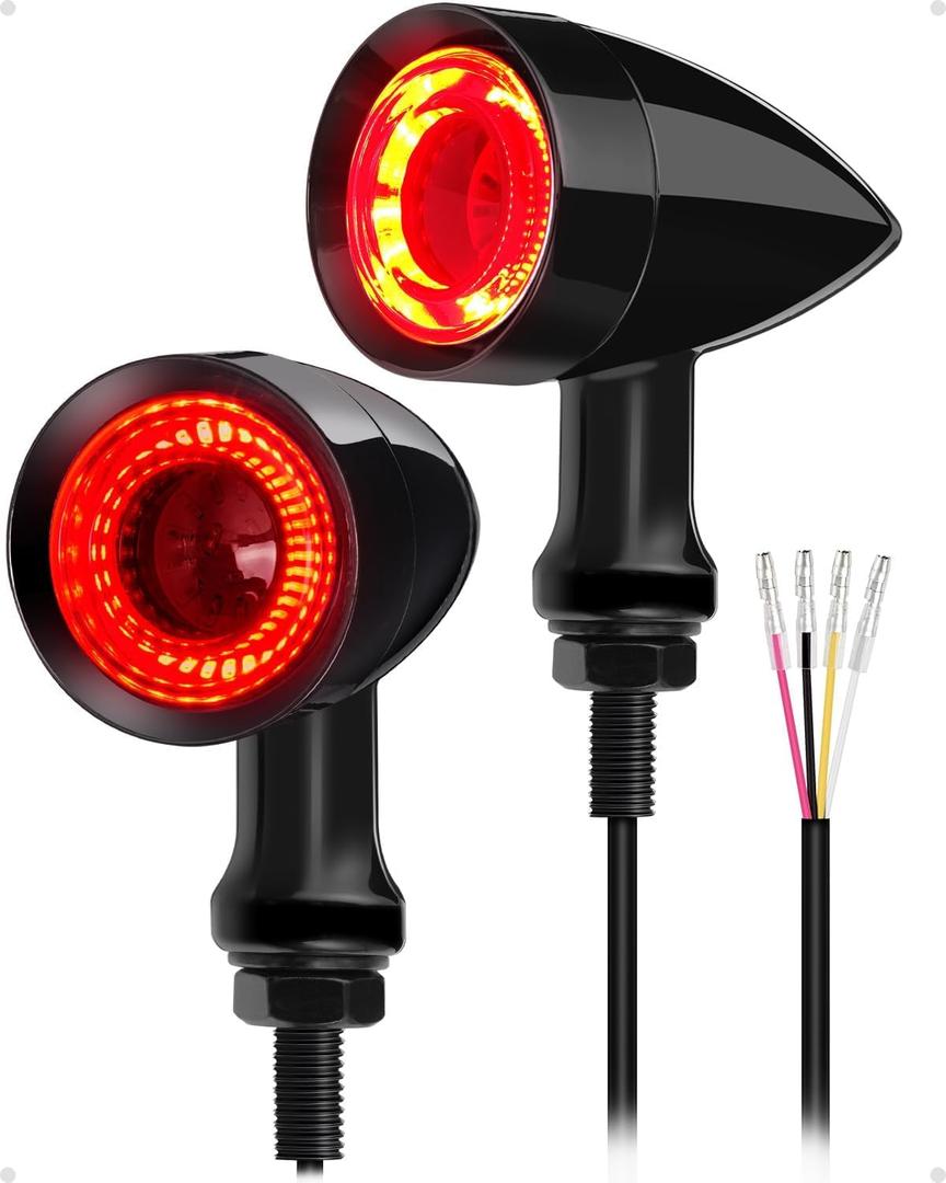 Benlari Motorcycle Bullet 48 LEDs Rear Turn Signal Light SMD Blinker Indicator Fit for Honda Yamaha Suzuki Kawasaki Harley (Black,Rear Turn Light) (Black/Red and Amber Light)