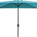 JEAREY 6.5x10ft Olefin Rectangular Patio Umbrella, Rectangle Outdoor Umbrellas with Auto Tilt Crank System, Market Table Umbrella UV Protection Fade-Resistant for Pool Deck Garden Yard, Lake Blue