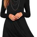Women's Long Sleeve Turtleneck Casual Loose T-Shirt Dresses (XX-Large, Black)