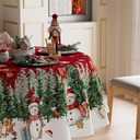 XCHI Snowman Gingerbread Man Tree Winter Tablecloth Round Christmas Table Cloth Washable Table Covers for Indoor Dining Home Party Xmas Decorations 70x70 Inch