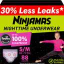 Ninjamas Girls Bedwetting Nighttime Underwear, Size S/M (39-70 lbs), 88 Count 