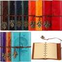 Teling 10 Pieces PU Leather Journal Tree Vintage Refillable Notebook Travel Journal Rustic Bound Diary Daily Writing Notepad with Lined Pages Gifts for Men Women(A7, 3.9'' x 5.7'')