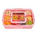 Snack Box Container for Kids - Adjustable 12-Compartment Snack Containers, Reusable Bento Box, Dishwasher Safe, BPA-Free, Perfect for School, Travel, Camping & Picnic, Pink