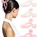 4 PCS Acrylic Bow Hair Clips for Women Bow Cute Claw Clip 4.3" Large Hair Claw Clips for Thick or Long Hair Bows Jaw Clip Mother’s Day Gift for Mom