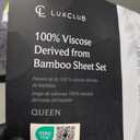 LuxClub Queen Sheet Set, 100% Rayon Derived from Bamboo Cooling Sheets, Breathable & Soft Deep Pocket Up to 16", Hotel Luxury Silky Sheets Queen Size, Light Grey