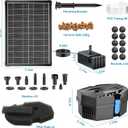 POPOSOAP Solar Fountain Pump with Pond Filter Kit Built-in 3000mAh Battery Backup, 8W Solar Water Fountain Pump, Pond Filters for Outdoor Ponds Bird Baths DIY Water Feature