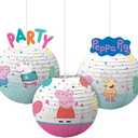 amscan Peppa Pig Confetti Party Embellished Lanterns - 9 1/2" x 12 1/2" | Assorted Design | Pack of 3