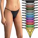 Sexy Basics Women's 12 Pack String Bikini - T-Back Thong Underwear | Buttery Soft No Show Panties (3X-Large)