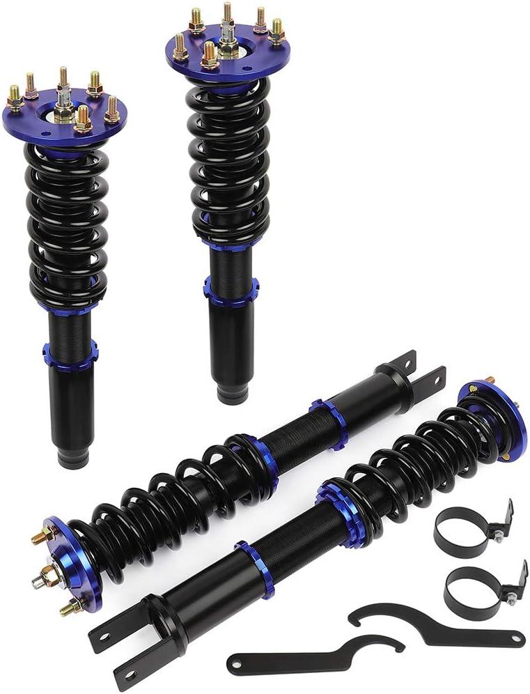 Coilover Struts Spring Shocks Adjustable Height Coilovers Suspension Struts Coil Spring Shocks and Struts Full Set Kits ECCPP Fit for 2008 2009 2010 2011 2012 for Honda for Accord - Blue