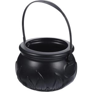 Alipis Black Cauldron, Halloween Witch Cauldron Pot with Handle, Large Plastic Cauldron Kettle Candy Cauldron Basket Storage Holder Halloween Party Decorations