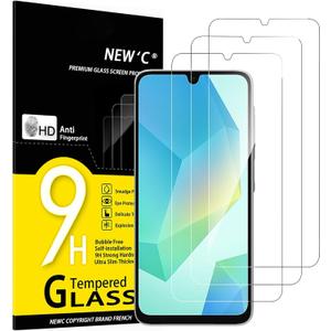 NEW'C 3 Pack Designed for Samsung Galaxy A17 2025, Galaxy A16 5G, Galaxy A26 5G Screen Protector Tempered Glass, Bubble Free, Ultra Resistant (Transparent)
