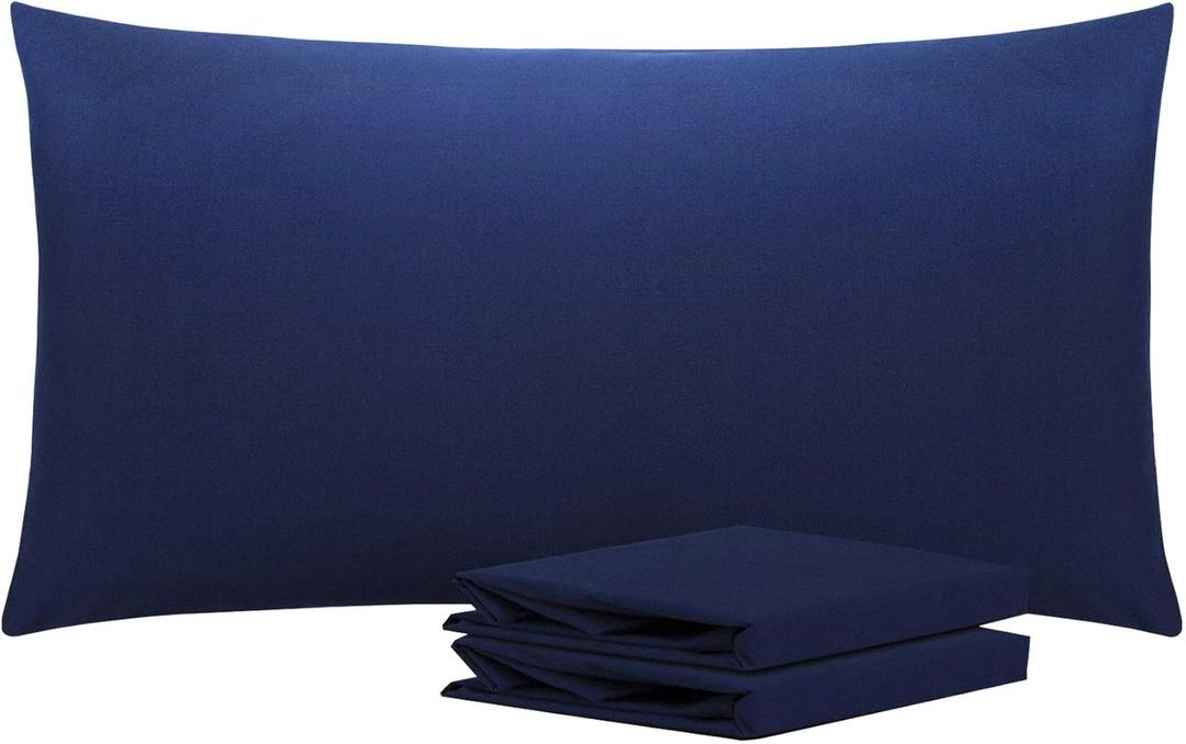 NTBAY King Pillowcase Set - 2 Pack Brushed Microfiber 20x36 Pillowcases - Soft, Wrinkle-Free, Fade-Resistant, Stain-Resistant, Navy Pillowcases with Envelope Closure - 20x36 Inches, Navy