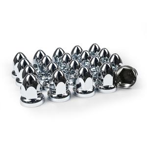 20pcs 33mm x 2-1/2'' Bullet Flanged Lug Nut Covers,ABS Chrome Plastic Push-on Bullet Flanged Lug Nut Covers for Semi Trucks