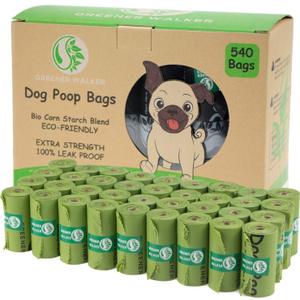 Greener Walker Poop Bags for Dog Waste-540 Bags,Extra Thick Strong 100% Leak Proof Dog Waste Bags (Green)