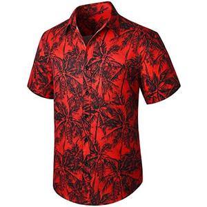 Enlison Men's Hawaiian Shirt Short Sleeve Casual Summer Beach Aloha Shirt Floral Button Down Tropical Hawaii Shirts, L 17